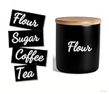 XTRAYXRAY Flour Sugar Coffee Tea Labels for Jars Pantry Vinyl Die Cut Stickers for Kitchen Organisation 4Packs (white)