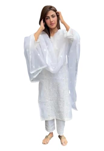 Kurta pantalon en crêpe blanc idéal pour vos fêtes en famille