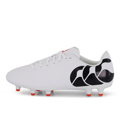 Canterbury Men's Speed Raze Firm Ground Rugby Boots, White/Black/Red, 11 US