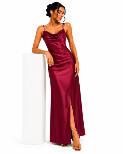 Aurosta maroon satin dress – image 5