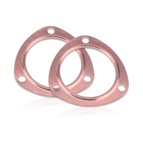 fasebeek 2 PCS Car Copper Header Exhaust Collector Gaskets, 3" Car Exhaust Manifold Interface Gasket, Non-Destructive Mounting Accessories, Compatible with Chevrolet SBC BBC 302 305 454 (Gold) Cover