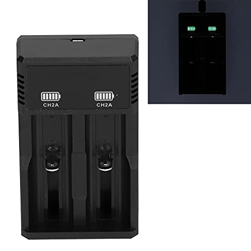 Batterieladegerät für Li-Ion Batterien, USB-Ladestation mit Überladungsschutz, Tragbar, Kunststoff, 11x6.4x3.2cm, Kompatibel mit 26650/18650/18500/18350/17670/16340/14500/10440