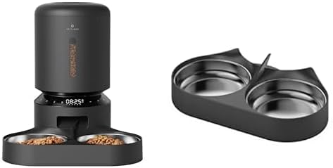 Bundle of PETLIBRO Automatic Cat Feeder for 2 Cats, 5L Auto Cat Feeder, Dry Food Dispenser+ Replacement Dual Trays with Stainless Steel Bowls and Pet Food Splitter