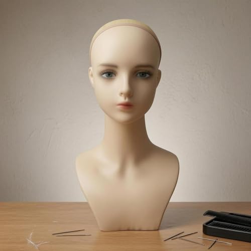 Cabeza de maniquí multifuncional con hombros para lucir collares y pendientes 7