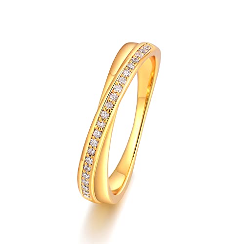 AllenCOCO Promise Rings for Women, 14K Gold Matching Rings for Couples, Wedding Bands for Her, Eternity Friendship Rings