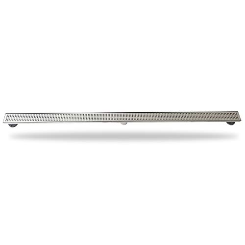 Neodrain 48-Inch Linear Shower Drain with Removable Quadrato Pattern Grate,Brushed 304 Stainless Steel Rectangle Shower Floor Drainr, Linear Drain with Leveling Feet,Hair Strainer