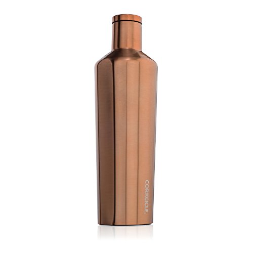 Corkcicle Canteen Classic Collection-Water Bottle & Thermos-Triple Insulated Shatterproof Stainless Steel, 25 oz, Brushed Copper
