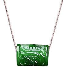 CAOMIAN Natural Green Jade Money Beads Pendant Necklace Charm Jewellery Fashion Accessories Hand-Carved Man Luck Amulet Gifts