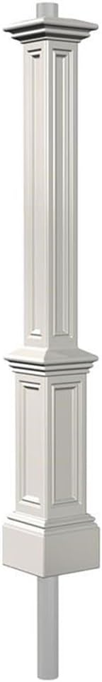 Pemberly Row Traditional Plastic Lamp Post, 89 in Height, White Finish, UV-Resistant Polyethylene Resin, Includes Steel Ground Mount, Durable Weatherproof Design for Outdoor Curb Appeal