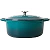 EDGING CASTING Dutch Ovens with Lid, Enameled Cast Iron Covered 5.5 Quart Dutch Oven with Dual Handle, Darkcyan