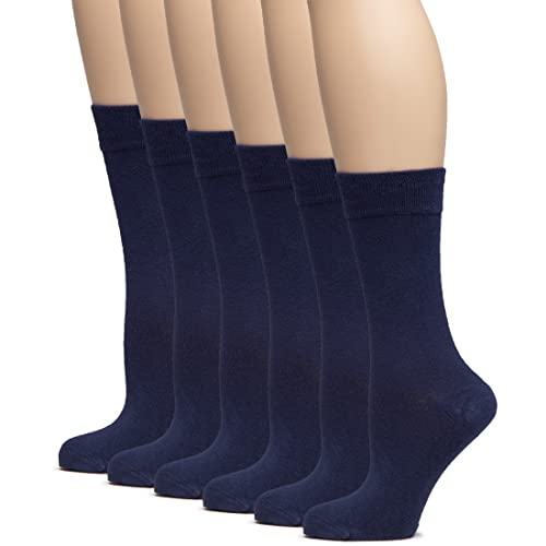 Image of Hugh Ugoli Women's Thin Soft Rayon Derived from Bamboo Crew Socks for Dress, Trouser, Seamless Toe & Non-Binding, 5-8 /9-11