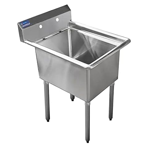 AmGood Stainless Steel Prep & Utility Sink | 304 Stainless Steel | Overall Size: 29 3/4" x 23 5/8" | Restaurant, Kitchen, Laundry, Garage | NSF (Bowl Size: 24" x 18" No Faucet) Cover