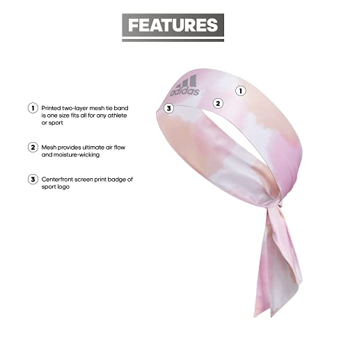 Image of adidas Alphaskin Tie Headband, Frost Pink-Vapour Pink Color Wash /Grey, One Size