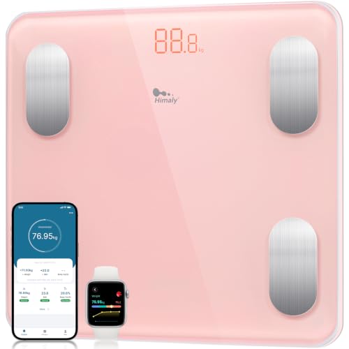himaly Body Fat Scale Smart BMI Scale Digital Bathroom Wireless Weight Scale, Body Composition Analyzer with Smartphone App sync with Bluetooth, 180KG/400 lbs-Pink by himaly - Used condition - US$21.24