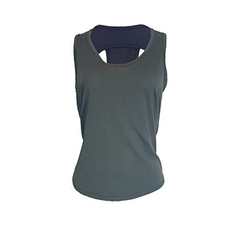 Camisa Regata Feminina Fitness Academia Dry Fit Basica Detalhe Costas (Cinza, G)