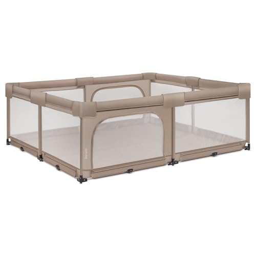 Lionelo Florence XL Easy Fold Parque Infantil Bebé Plegable, Corralito Bebé XL con Rejilla Transpirable, sin Montaje, 2 Entradas con Cremallera, Bordes Acolchados y Fácil de Limpiar, 180 x 200 cm