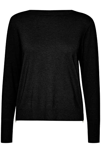 PULZ PZSARA Damen Strickpullover Feinstrick Pullover, Größe:S, Farbe:Black Beauty (193911)