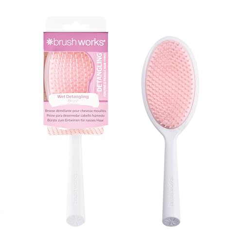 Brushworks Wet Detangling Hair Brush – Mixed-Length Flexible Bristles for Wet & Dry Hair – Gentle on Fine & Fragile Hair – Reduces Breakage – Made from 74% Recycled Materials