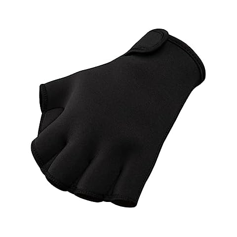 FitsT4 Sports Aqua Gloves Webbed Paddle Swim Gloves Fitness Water Aerobics and Swimming Resistance Training Gloves for Men Women Children Black L Cover
