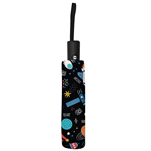 Auto Open Close Umbrella Childish Space Star Planets Rocket Cute Folding Umbrella Sun Rain Compact Umbrella For Women Men Boy Girl Kid #TOP28