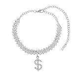 Ayoiow Pulseras de la amistad con signo de dólar para mujer, pulseras apilables para playa, tamaño ajustable, 18 + 10 cm, 1 unidad, Metal, Circonita cúbica