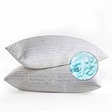 Set of 2 Bamboo Pillow, Clara Clark Rayon made from Bamboo Shredded Memory Foam Pillow, Premium Adjustable Loft, King / Cal King Size, Set of 2