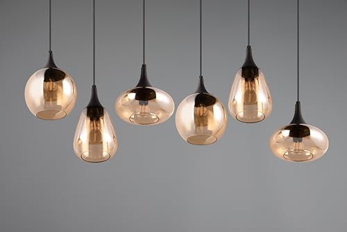 Trio Lighting Lampada A Sospensione Lumina, A 6 Luci, Nero/Ambra, Vetro - 10
