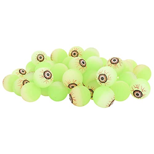 Juvale Glow Pong Eyeball Bouncy Balls - 1-Inch Green 50-Pack - Luminous Party Toy & Glow in The Dark Supplies