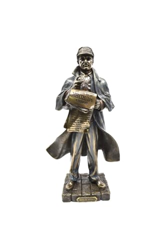 SODEF Sherlock Holmes Figurine - Detective Statue Reading Newspaper, Bronze Finish Resin Figure, Home Decor, Office Desk Ornament