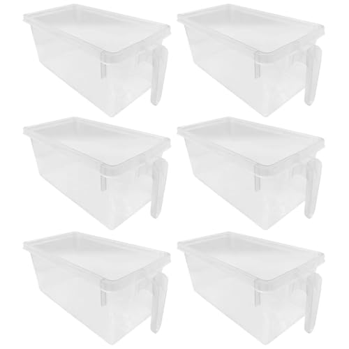 Tradineur - Pack de 6 Cajones Organizadores Reutilizables para Frigorífico - 1 Compatimento Transparente con asa - Apto para lavavajillas - Fabricado en España - 12 x 15 x 29 cm