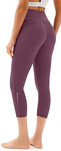 Afitne Capri Leggings For Women High Waisted Yoga Pants Workout Athletic Spandex Gym Womens Cropped Leggings With Pockets Light Red L #TOP1