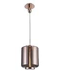 Mantra Iluminación. Modelo JARRAS. Lámpara de techo colgante de 30 cm de diámetro fabricado en metal y cristal acabado en color cobre