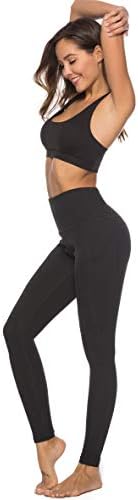 COSCOOL Women's Yoga pants with Pockets, High Waist Tummy Control Workout Running Yoga Leggings for Women M