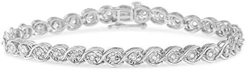Original Classics .925 Sterling Silver 1/2 Cttw Diamond Criss-Cross Miracle-Set 7" Link Bracelet (I-J Color, I2-I3 Clarity)