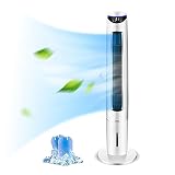 Ventilador de torre de 114,3 cm con oscilación, motor ultra potente de 65 W, mando a distancia, 12 temporizadores y 3 modos de ventilador de refrigeración para el hogar y la oficina con 8 bandejas de