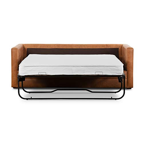 Poly & Bark Napa 82" Pull-Out Convertible Sleeper Sofa In Full-Grain Pure-Aniline Italian Leather, Cognac Tan #TOP3