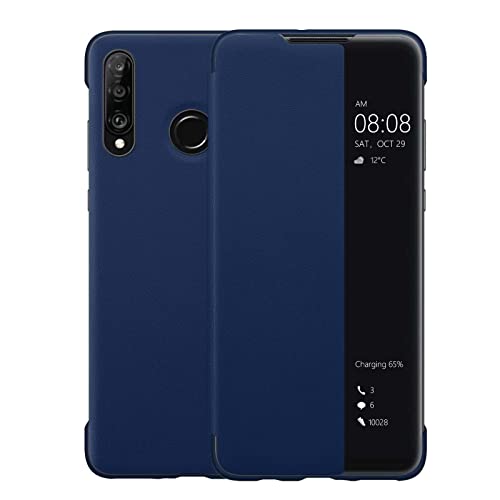 Funda para Huawei P30 Lite, Smart View Tapa abatible Case[Modo de Ahorro de Energía][Protección Integral](P30lite,Azul)