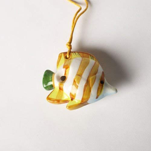4 Hole Pendant Ocarina - Yellow Fin Fish Design - Ceramic -Soprano C – Necklace Flute - Focalink - Perfect Travel Companion – Jewelry You Can Play – Free Scales, Songs and Instructions