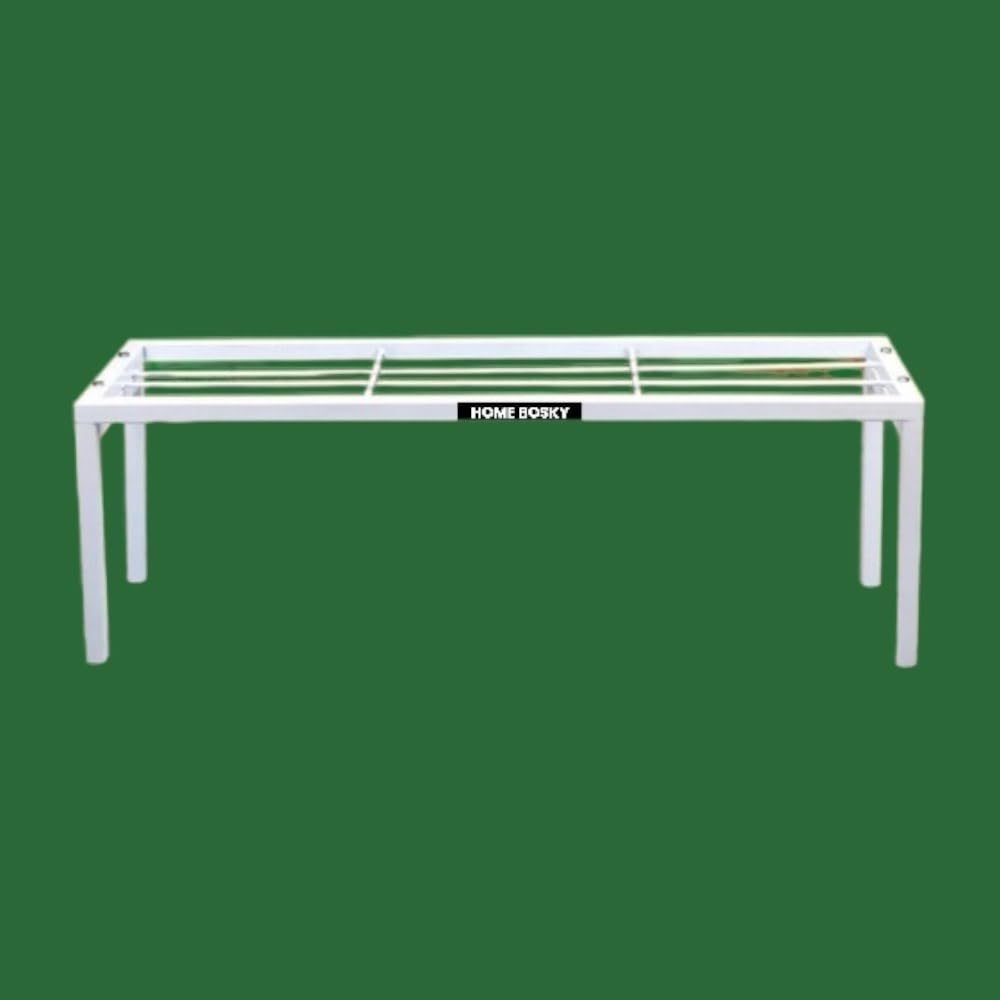 HomeBosky Metal Plant/Pot Stand for Garden | Planter Stand for Indoor & Outdoor | Flower Pot Stand for Balcony | Living Room Decor ,Length= 61 cms Width= 20 cms Height= 10 cms, White) | Pack of 1