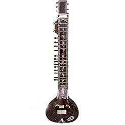 Sitar musical électrique Kharaj Pancham, acajou – Motif floral – Édition studio - Les Beatles, Paul McCartney, John Lennon, RIngo Starr, George Harrison