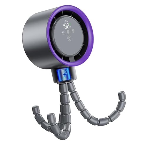 Pitadue Ventilador de pulpos flexibles, recargable, portátil, refrigeración, cochecitos de bebé, uso de 100 velocidades para carros de bebé, escritorio USB al aire libre con pantalla digital