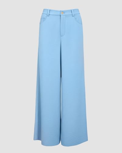 Image of CHICME Women Summer 2 Piece Outfits Off Shoulder Top Flowy Wide Leg Pants Set Vacation Travel Airport Outfits