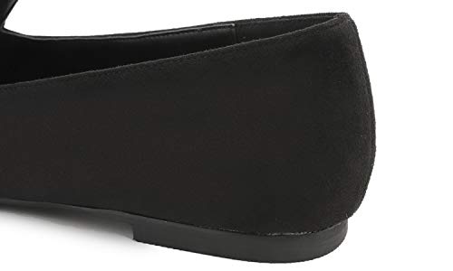 Feversole Women's Loafer Flat Pointed Fashion Slip On Comfort Driving Office Shoes Black Suede Size 8.5 M Us #TOP4