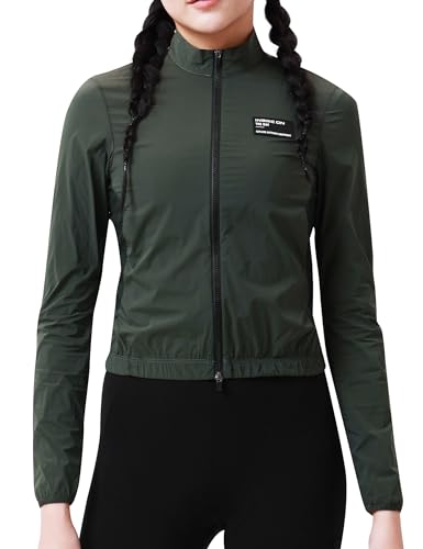 INBIKE Waterproof Jacket Womens Windproof Cycling Breathable Lightweight Bicycling Sports Golf Hiking Camping Reflective Coat Green S