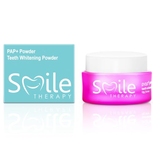 Smile Therapy Pap+ Teeth Whitening Powder - 12g | 9 Month Supply Enamel-Safe Tea, Coffee, Red Wine & Smoking Stain & Plaque Remover for Whiter & Brighter Teeth | Dentist & Hygienist-Approved Formula