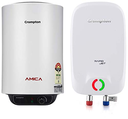 Buy Crompton Rapid Jet Aiwh-3Lrpidjt3Kw5Y 3Ltr (3Kw) Instant Water Heater  (White And Grey) u0026 Crompton Amica Aswh-2015 15-Litre Storage Water Heater  (Black And White) Online at desertcartUAE