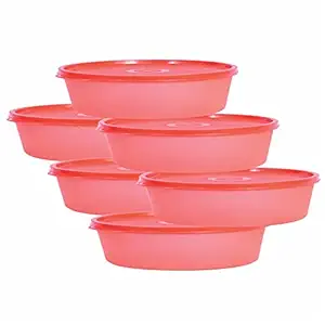 Simply Home Super Fresh 450 Multipurpose Storage Container Set | For Salad, Sweets, Fruits | For Home Kitchen and Office | Pack of 6 | 450 ml | Red Color