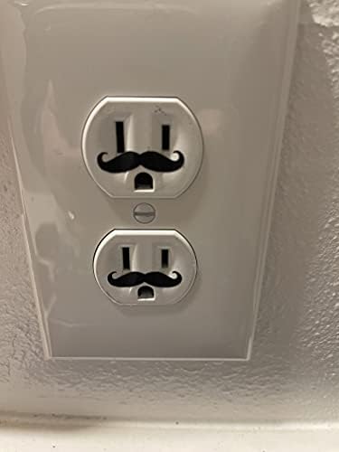 30 1" Black Small Mustache Vinyl Decal Wall Electric Outlet Funny...