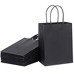 SUNCOLOR 50-Pack Mini Paper Gift Bags, 6 Mini Goodie Bags, Black Handle Party Favor Bags for Birthday, Halloween, Wedding
