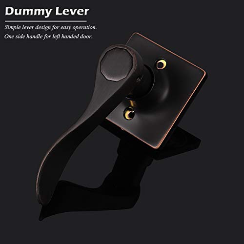 Gobrico Square Door Levers Left-Handed Dummy Door Handles Drop Lever Style,No Turning,Oil Rubbed Bronze Finished,2 Pack #TOP2